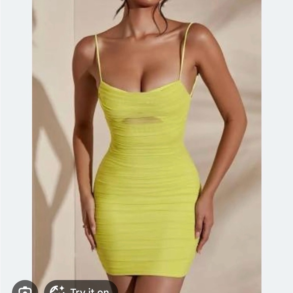 Yellow Ruched Dress - Picture 4 of 4